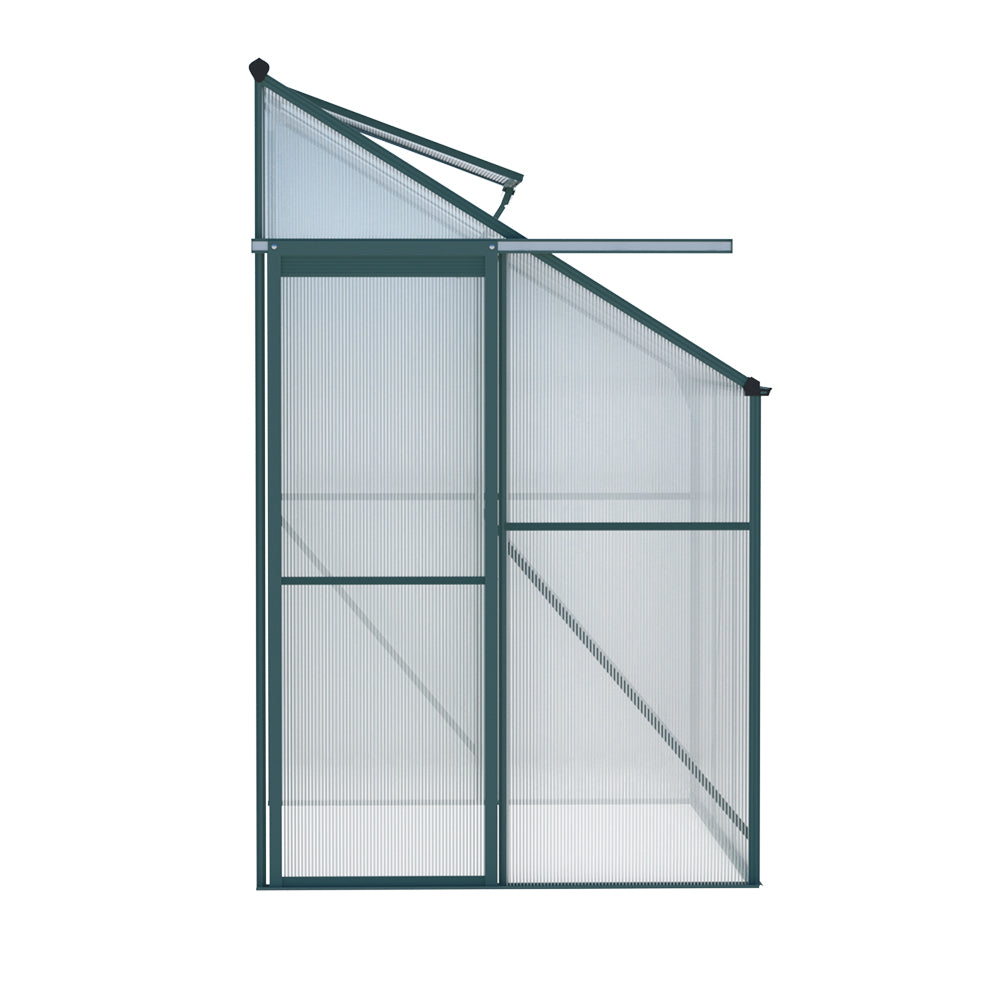 Greenfingers Lean-To Aluminium Polycarbonate Backyard Greenhouse Garden Shed - 1.9m x 1.27m