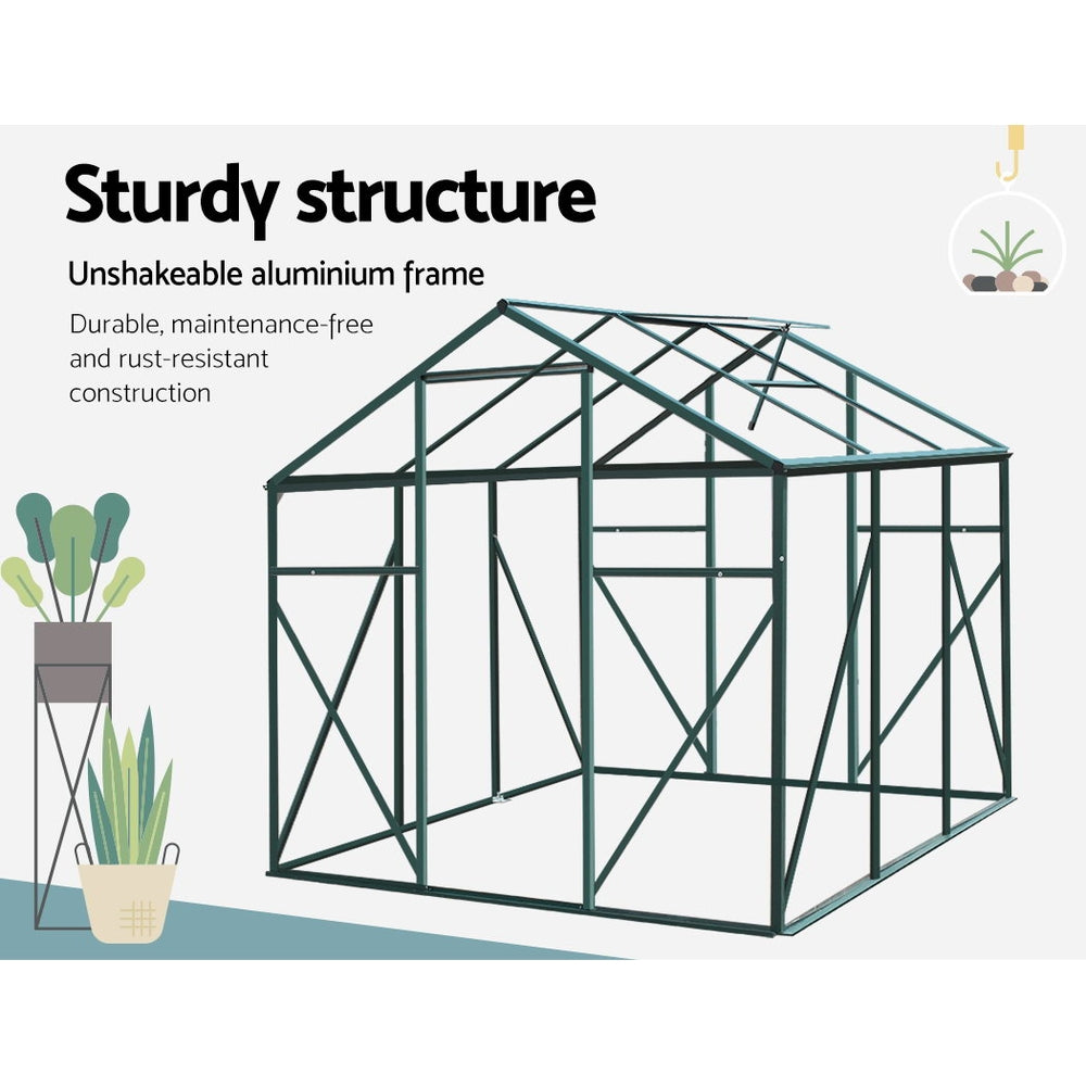 Greenfingers Aluminium Greenhouse Polycarbonate Garden Shed - 1.9m x 1.9m x 1.8m