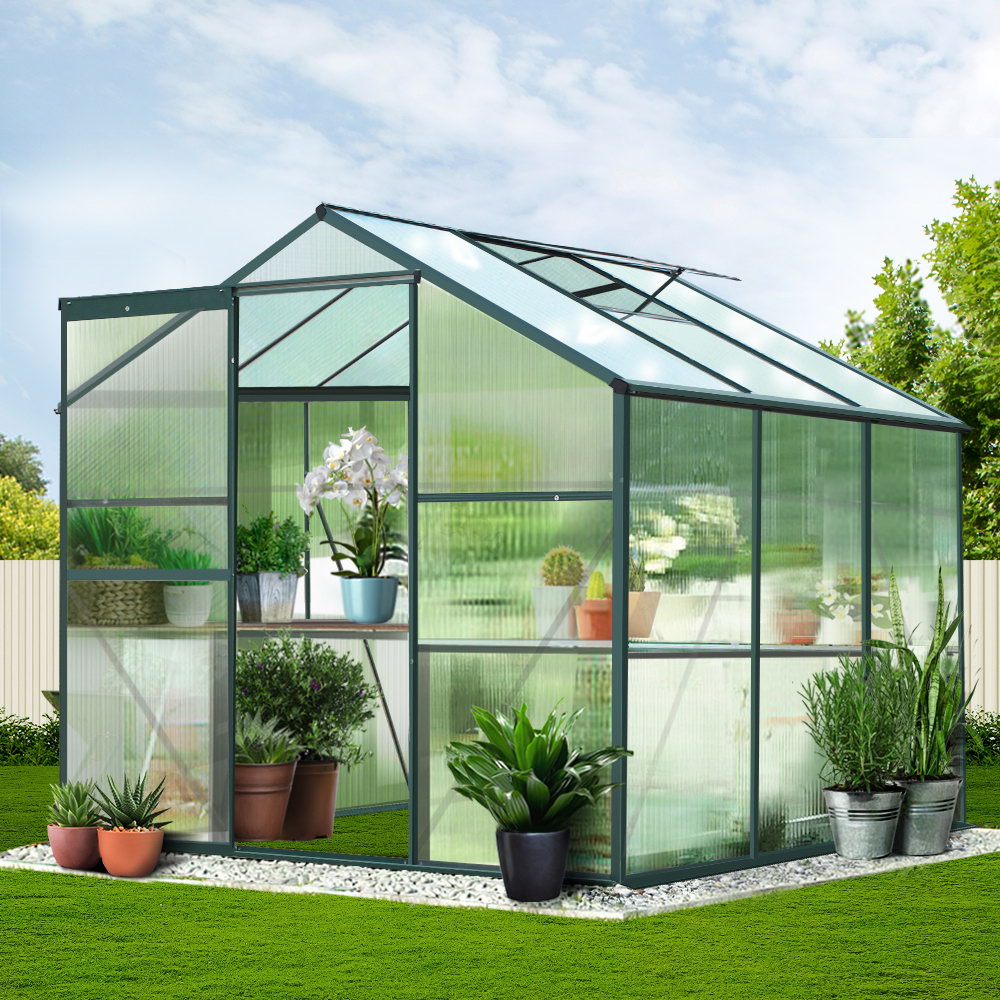 Greenfingers Aluminium Greenhouse Polycarbonate Garden Shed - 1.9m x 1.9m x 1.8m