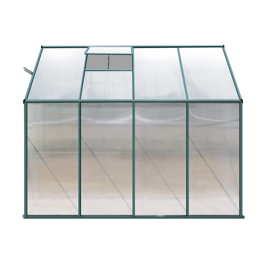 Greenfingers Lean-To Aluminium Polycarbonate Backyard Greenhouse - 2.52m x 1.27m x 2.13m