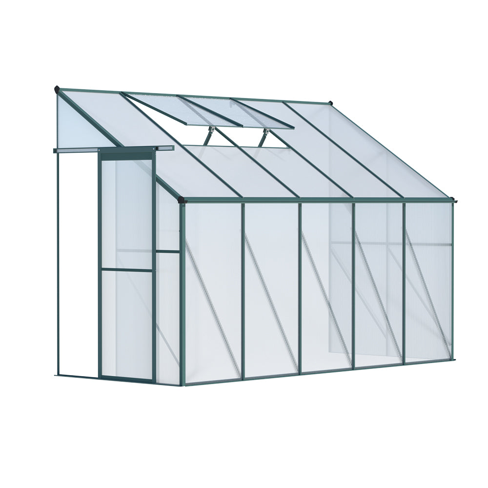 Greenfingers Lean-to Greenhouse Aluminium Green House Garden Shed Polycarbonate 3x1.27M