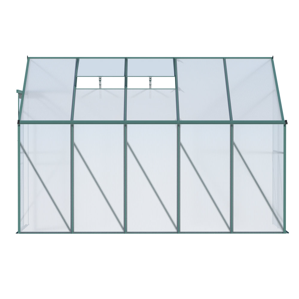 Greenfingers Lean-To Aluminium Polycarbonate Greenhouse Garden Shed - 3m x 1.27m x 2.13m