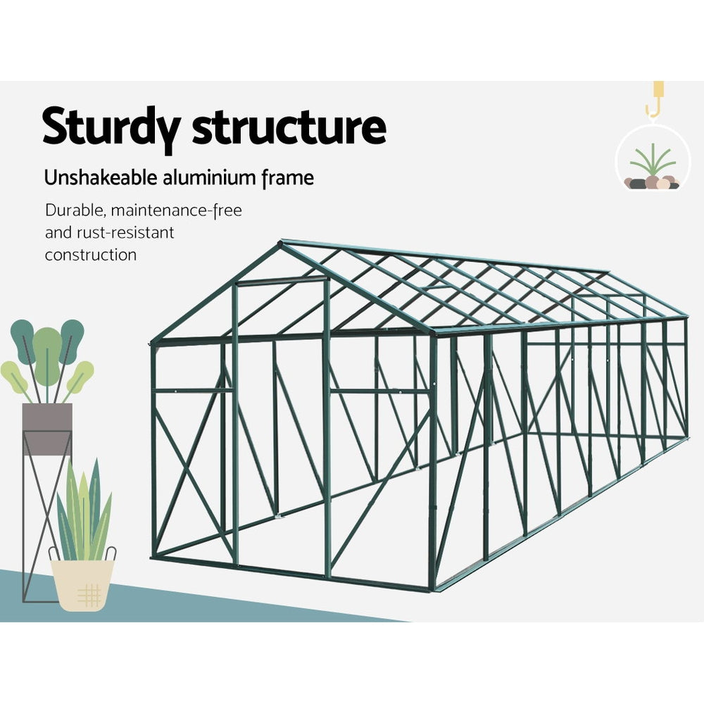 Greenfingers Aluminium Polycarbonate Greenhouse Large Backyard Garden Shed 5.1m x 2.44m