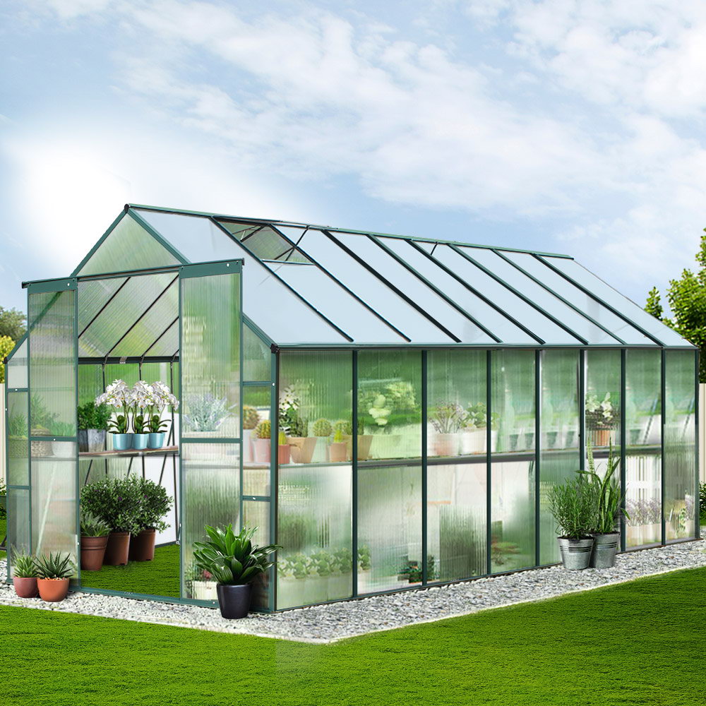 Greenfingers Aluminium Polycarbonate Greenhouse Large Backyard Garden Shed 5.1m x 2.44m