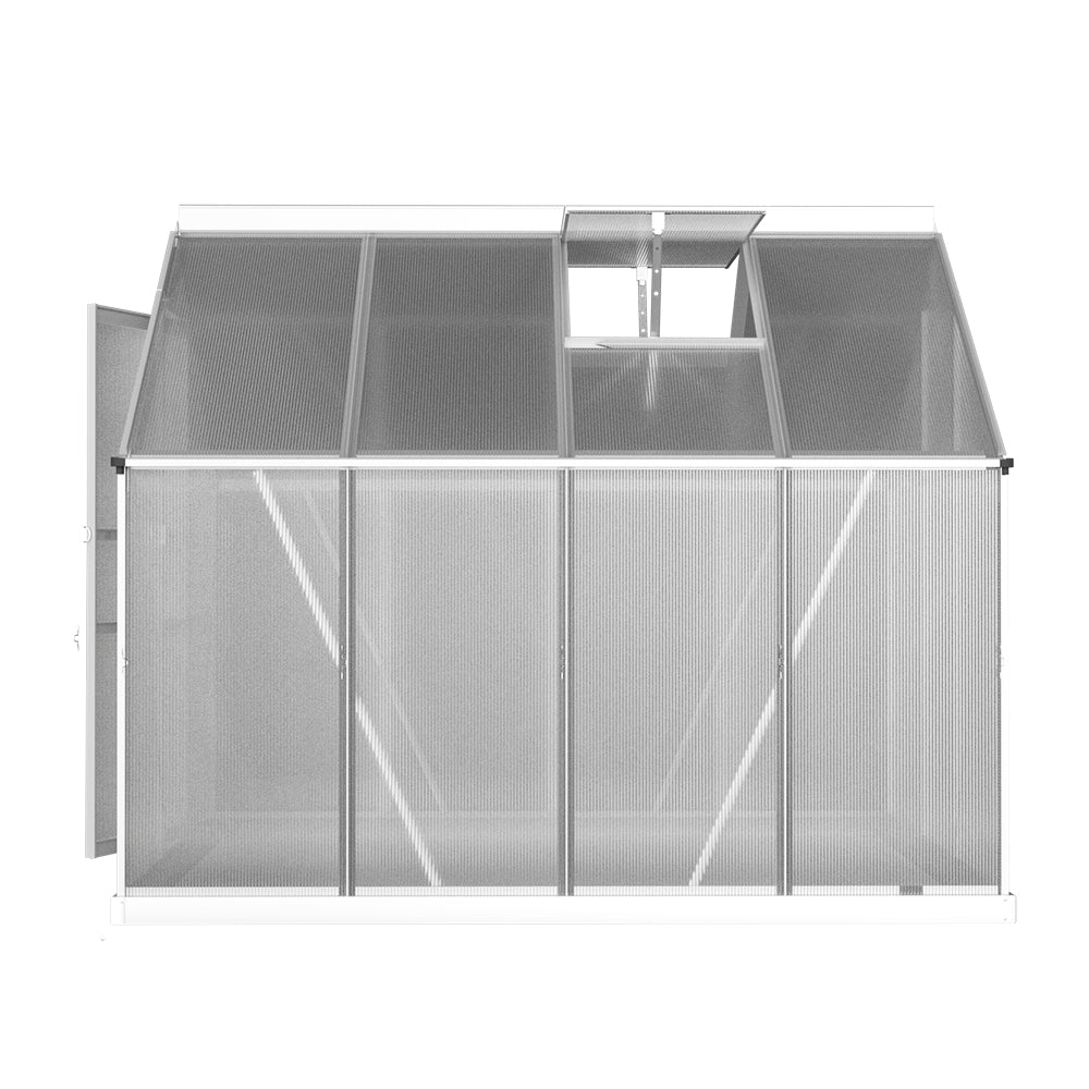 Greenfingers Aluminium Polycarbonate Backyard Greenhouse Garden Shed - 2.4m x 1.9m x 1.95m