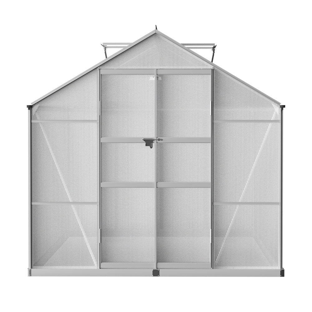 Greenfingers Aluminium Polycarbonate Greenhouse Garden Shed Large - 3.7m x 2.5m