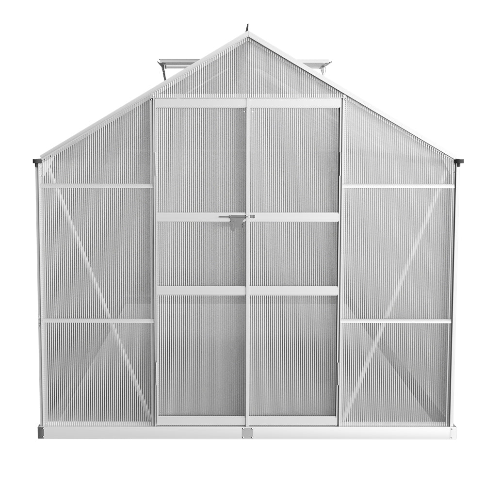 Greenfingers Aluminium Polycarbonate Greenhouse - Large Garden Shed - 4.1m x 2.5m