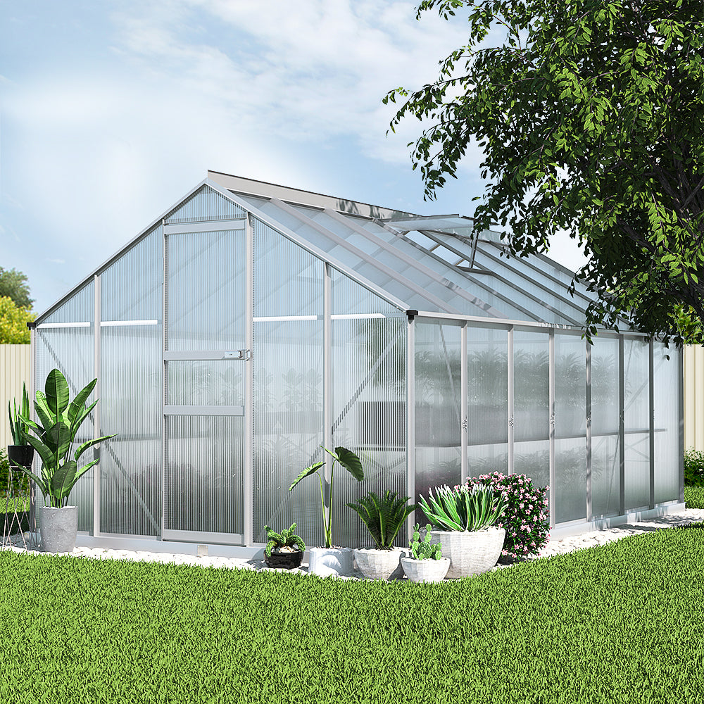 Greenfingers Aluminium Polycarbonate Greenhouse - Large Backyard Garden Shed - 4.2m x 2.5m