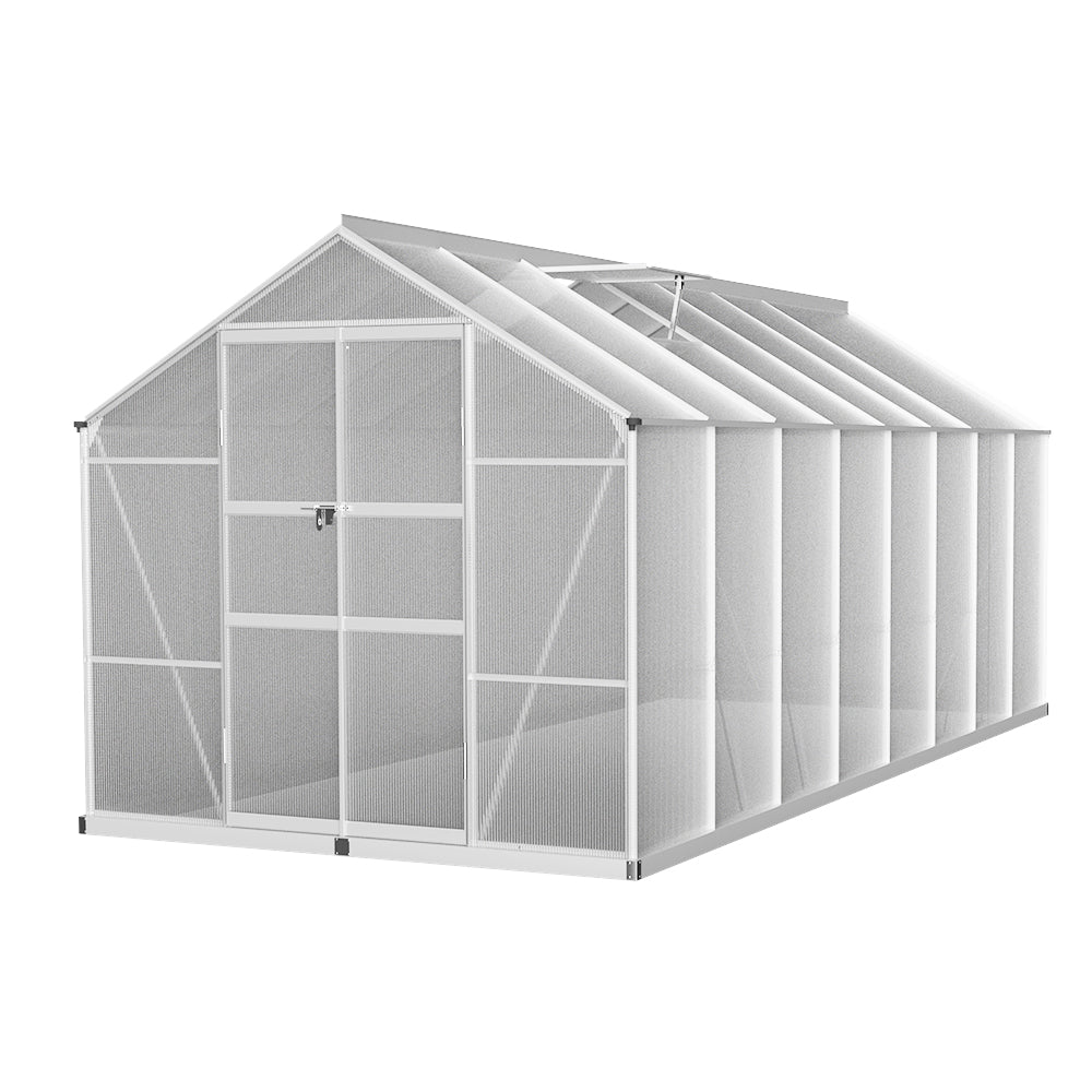 Greenfingers Aluminium Greenhouse Polycarbonate Green House Garden Shed 4.7x2.5M