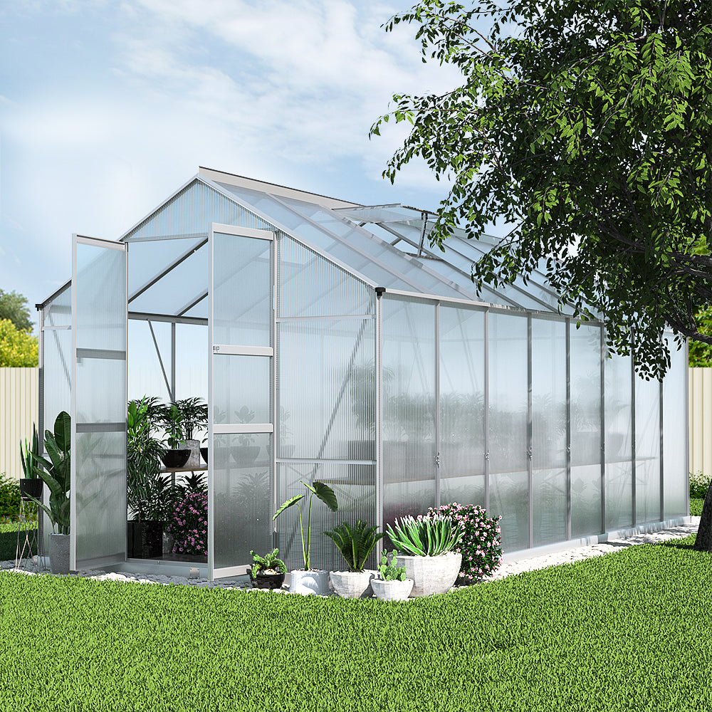 Greenfingers Aluminium Polycarbonate Greenhouse Large Garden Shed - 4.7m x 2.5m