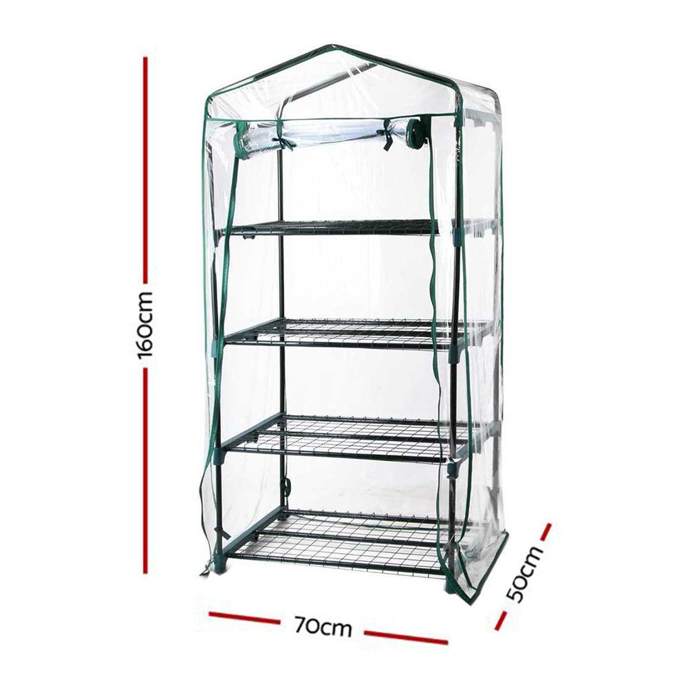 Greenfingers Greenhouse 4 Tier Small backyard Greenhouse with Transparent PVC Cover - 70cm x 50cm x 160cm