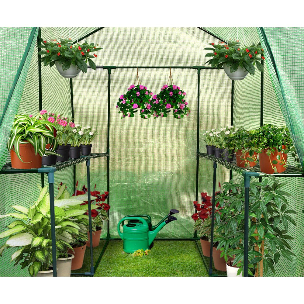 Greenfingers Greenhouse Walk in Garden Greenhouse with Removable PE Mesh Cover - Green 1.9m x 1.2m