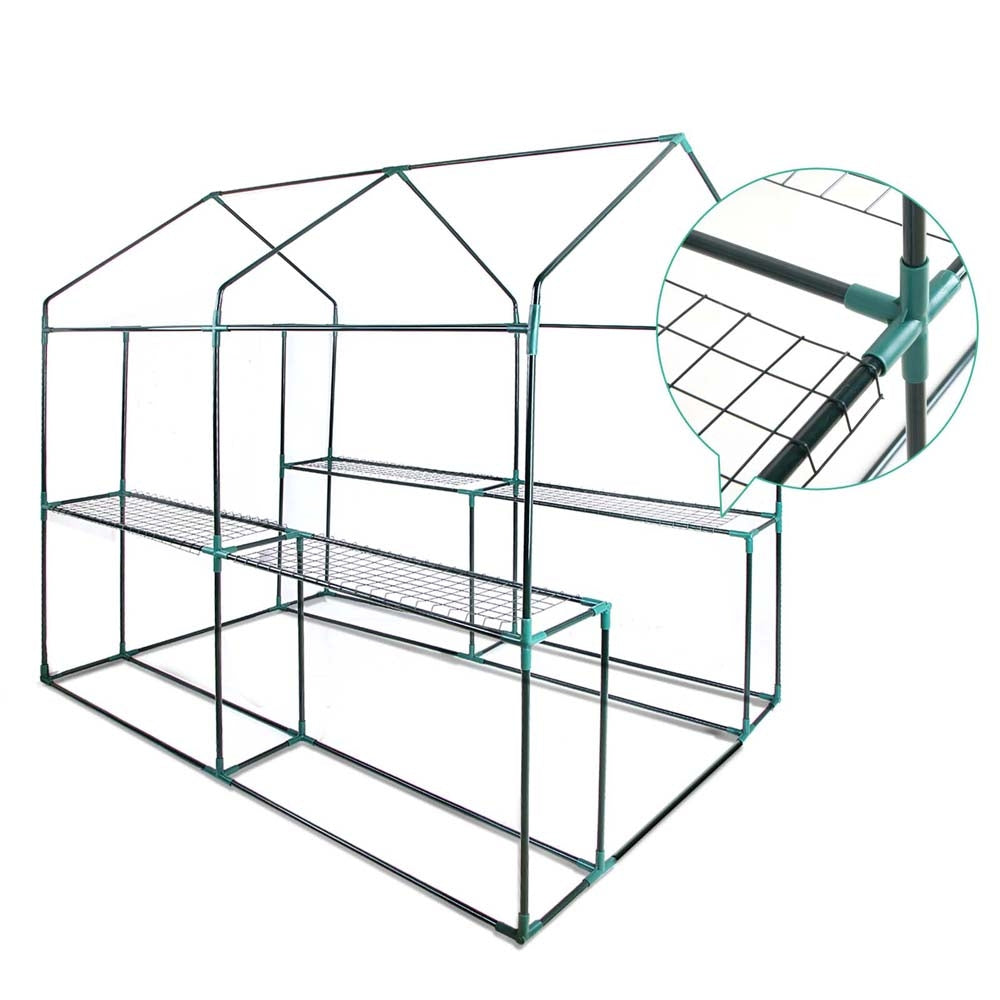 Greenfingers Walk in Garden Greenhouse with Removable PVC Cover - Clear 1.9m x 1.2m x 1.9m