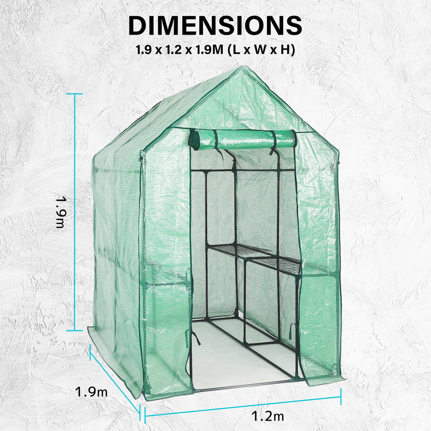 Garden Greenhouse Walk-In Shed 1.9x1.2x1.9M PE Apex