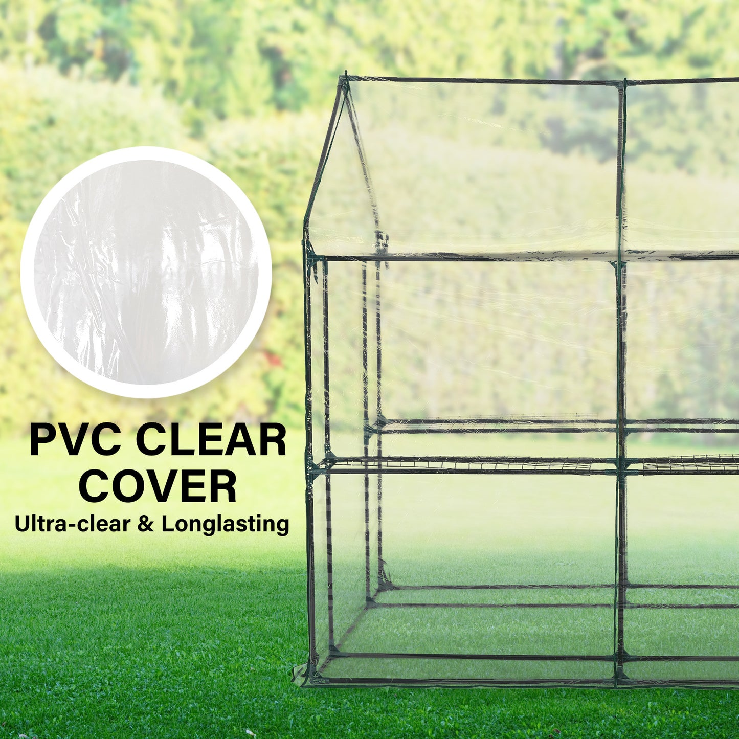 Home Ready Apex Walk in Portable Greenhouse with Clear PVC Cover - 1.9m x 1.2m x 1.9m