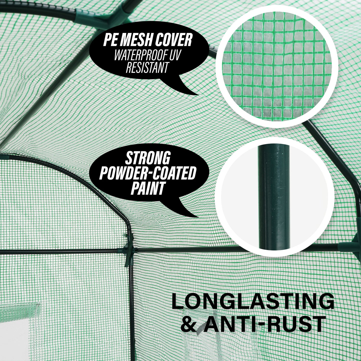 Home Ready Dome Walk in Portable Greenhouse with UV Resistant PE Mesh Cover - Green 2m x 1m x 1.8m