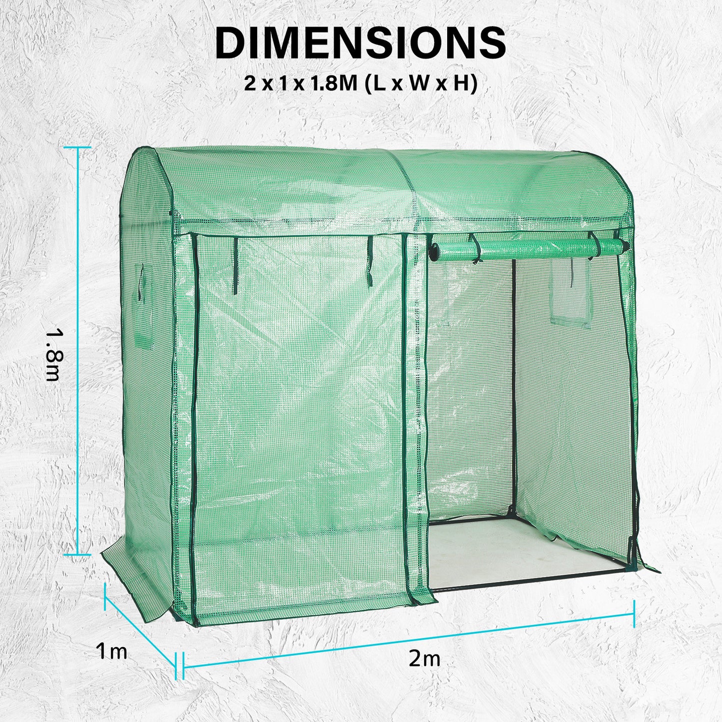 Home Ready Dome Walk in Portable Greenhouse with UV Resistant PE Mesh Cover - Green 2m x 1m x 1.8m