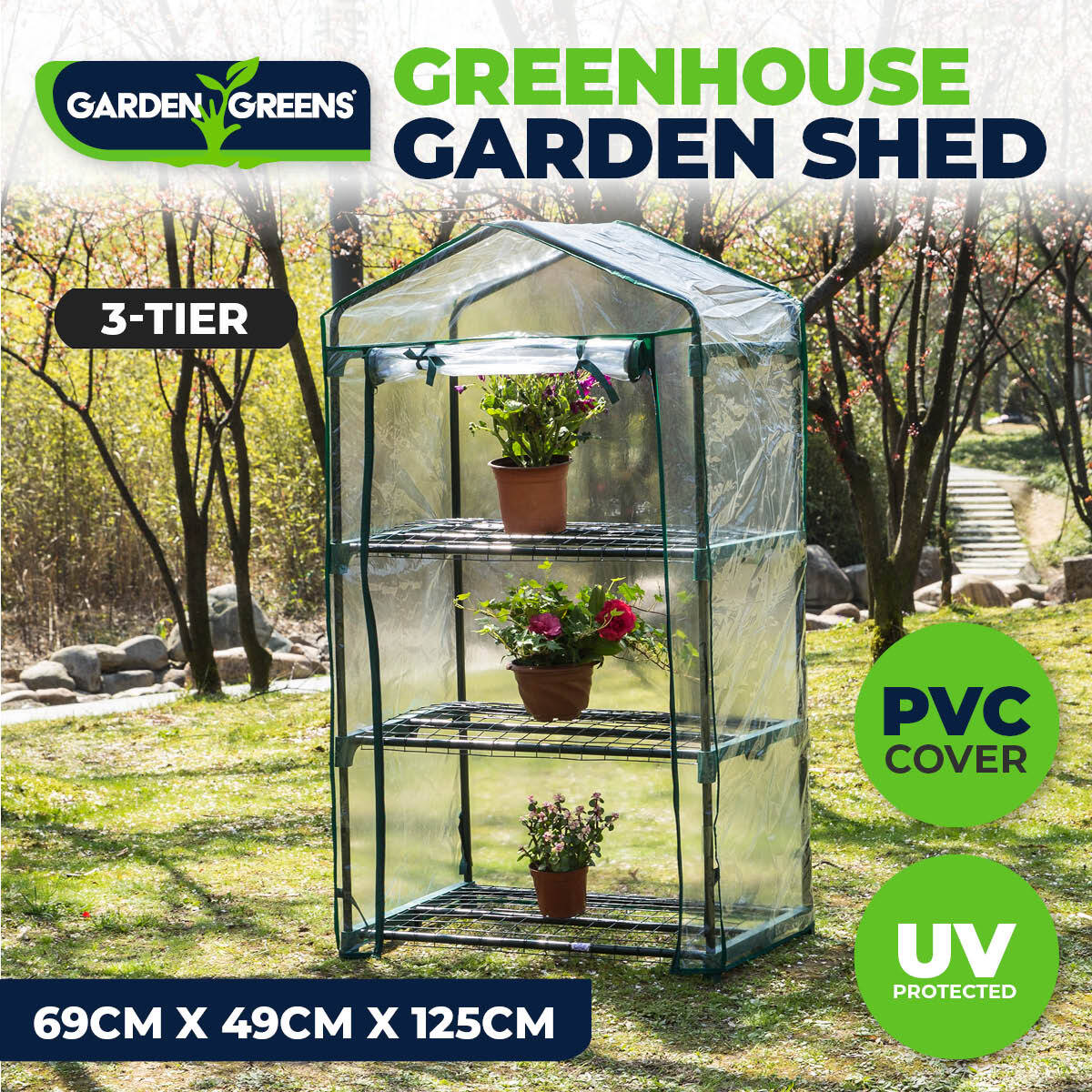 Greenhouse garden shed - pvc cover - uv protected